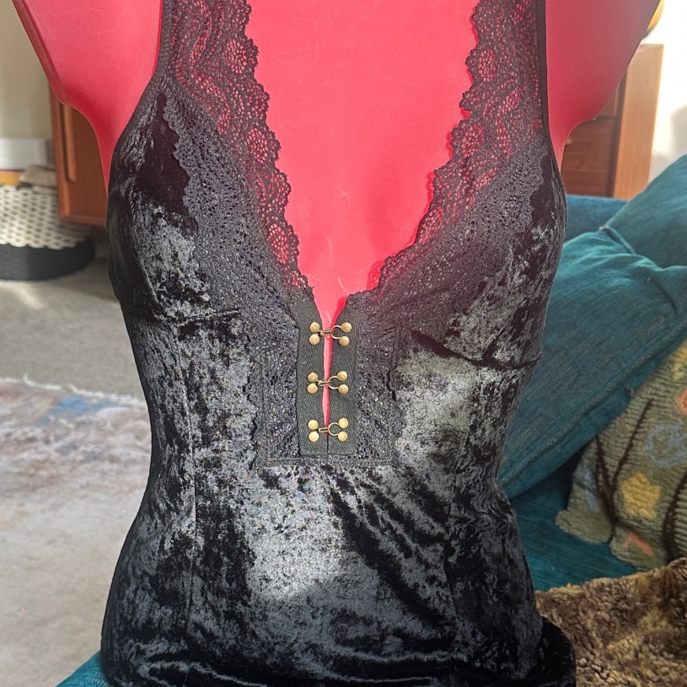 FP Movement by Free People Black Velvet Chemise